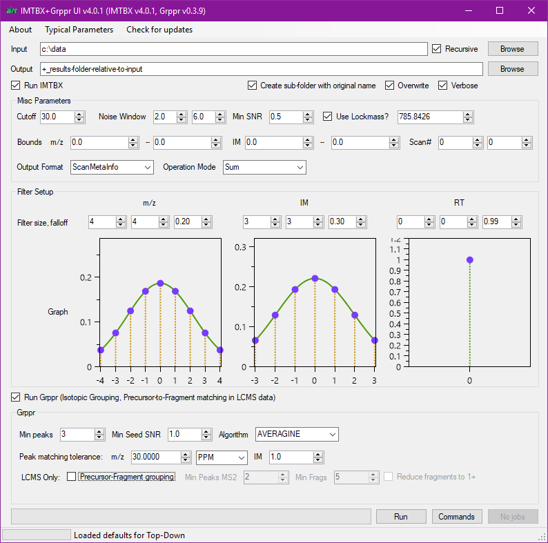 The GUI for running IMTBX and Grppr